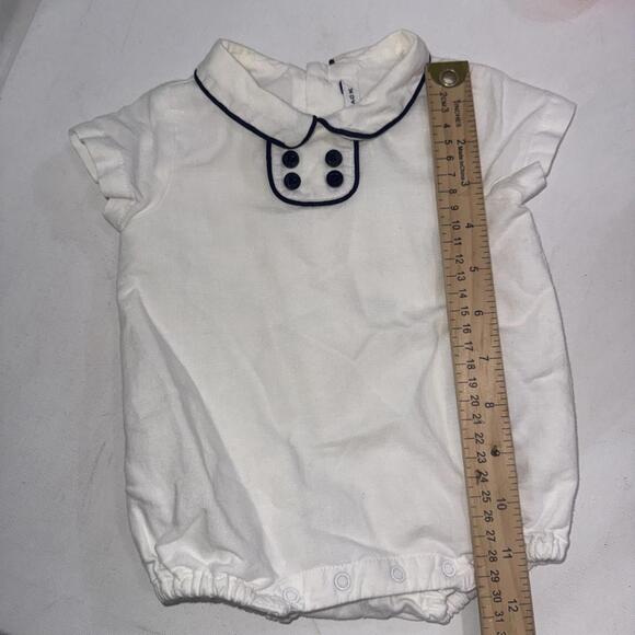 Janie & Jack 0-3 Month Basic White Embroidered Minimalist Linen Romper One Piece - Picture 2 of 12